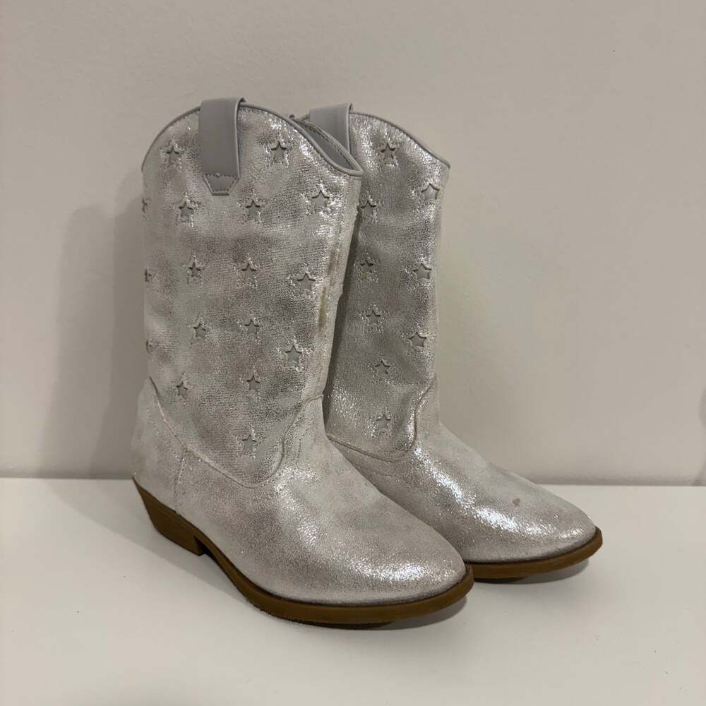 Tucker + Tate Girls Charli Cowboy Cowgirl Boot Silver Star Little Kid Size 12M